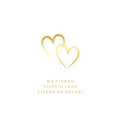 Uitnodiging voor jubileum feest met gouden hartjes 2