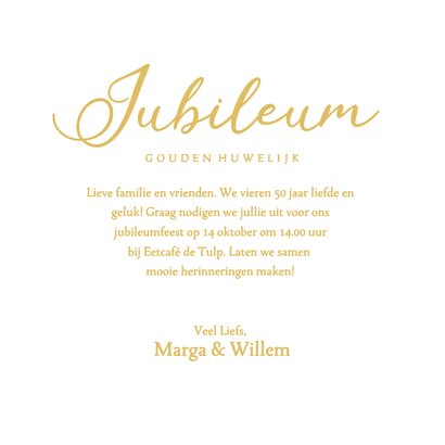Uitnodiging voor jubileum feest met gouden hartjes 3
