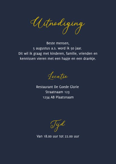 Uitnodiging voor verjaardagsfeest 50 jaar 2 foto's 3