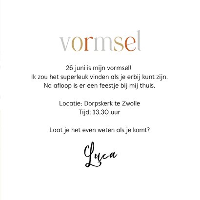 Uitnodiging vormsel foto abstracte vormen goudlook 3