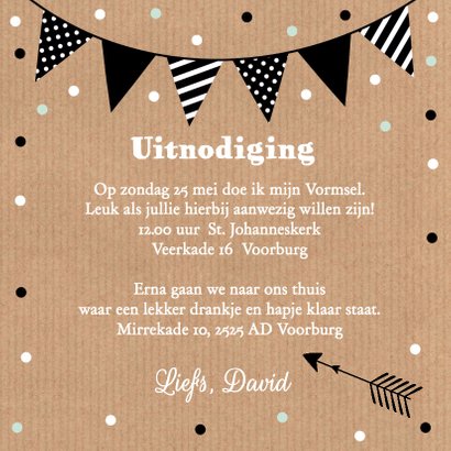 Uitnodiging vormsel kraft jongen 3
