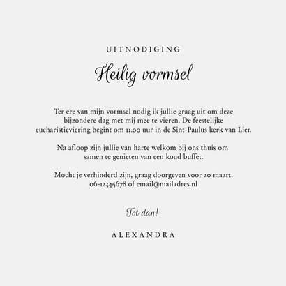 Uitnodiging vormsel stijlvol eucalyptus met gouden hartjes 3