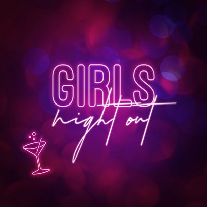 Uitnodiging vrijgezellenfeest girls night out neon 2