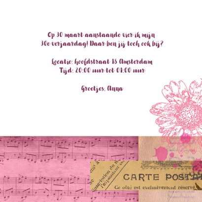 Uitnodiging vrouw foto aquarel bloemen stoer 3