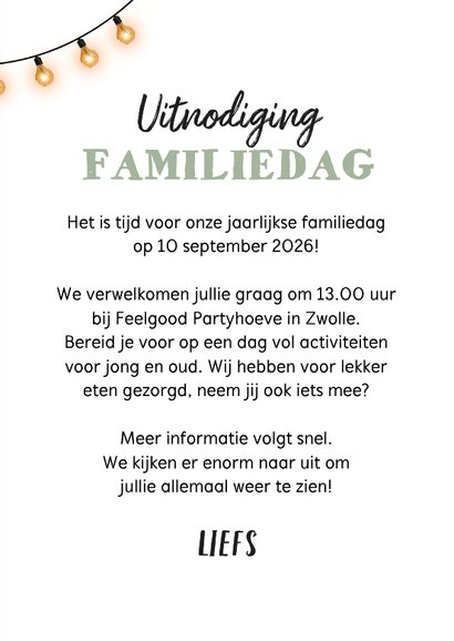 Uitnodiging wegwijzers hout familiedag hartjes vlaggetjes 3