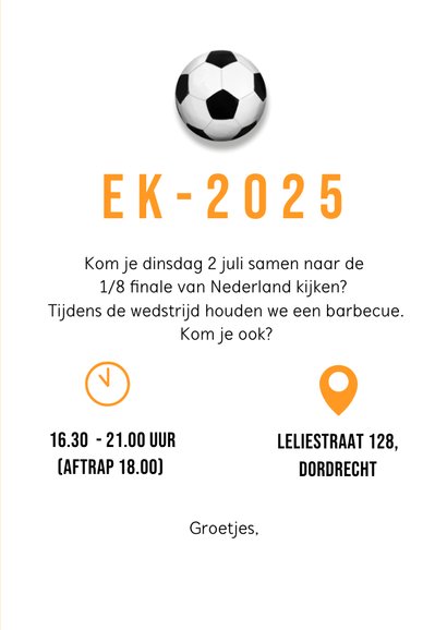 Uitnodiging WK barbecue - oranje met voetbal bbq 3