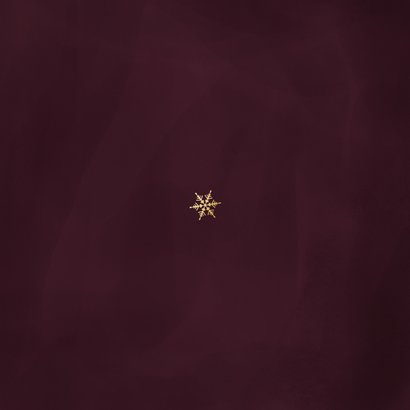 Uitnodiging zakelijke kerst paars sneeuwvlokjes goudlook Achterkant