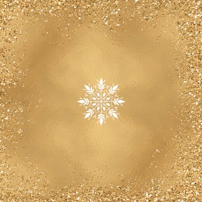 Uitnodiging zakelijke kerstborrel champagne goud sneeuw Achterkant