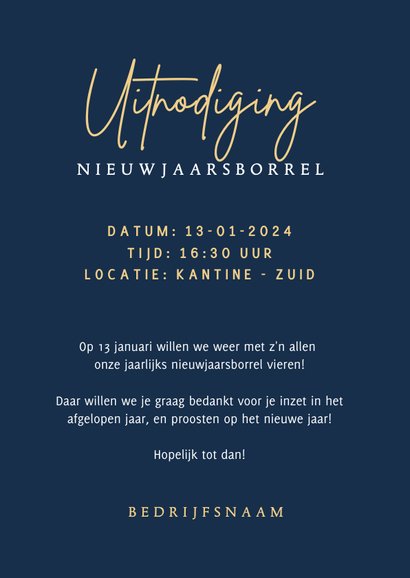 Uitnodiging zakelijke nieuwjaarsborrel silhouet bier en wijn 3