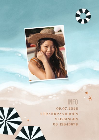 Uitnodiging zee strand beach party verjaardag 2
