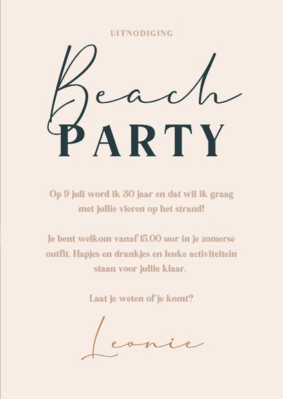 Uitnodiging zee strand beach party verjaardag 3