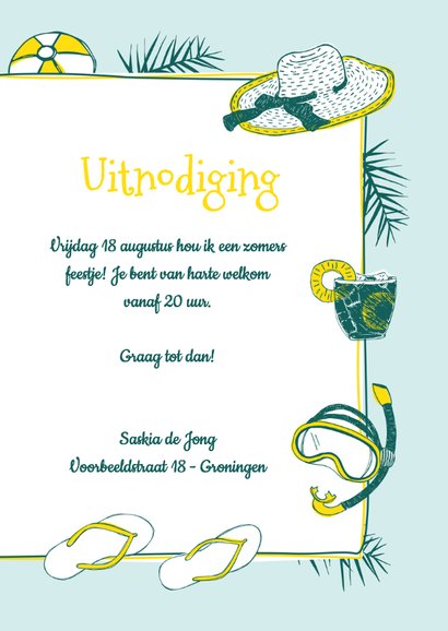 Uitnodiging zomers verjaardagsfeest 3