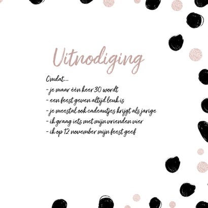 Uitnodiging zwarte bollen en glitters 3