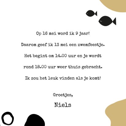 Uitnodiging zwemfeestje jongen inktvis 3