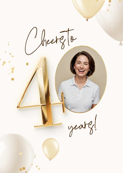 Uitnodigingskaart 40 jaar verjaardag ballonnen foto feest 2