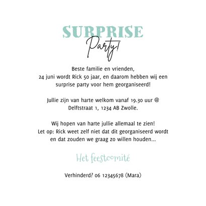 Uitnodigingskaart abraham 50 jaar surprise grappig foto 3