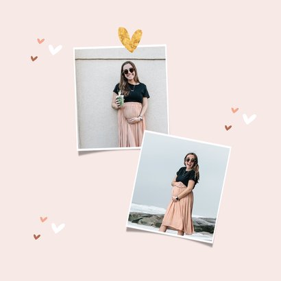 Uitnodigingskaart babyshower hartjes meisje roze goud foto 2