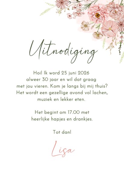 Uitnodigingskaart bloemen in pastel 3