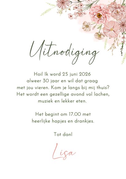 Uitnodigingskaart bloemen in pastel 3
