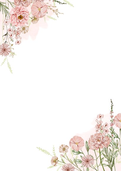 Uitnodigingskaart bloemen in pastel Achterkant