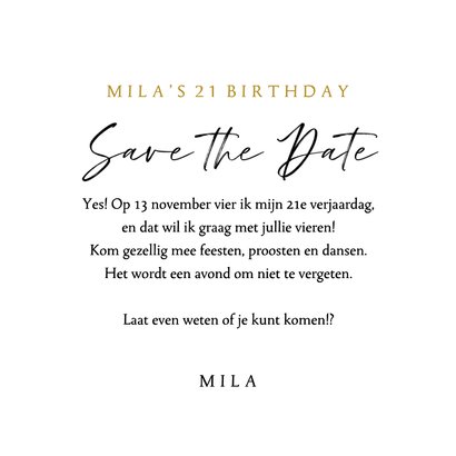 Uitnodigingskaart feestje disco foto save the date confetti  3