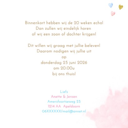 Uitnodigingskaart gender reveal party balonnen 3