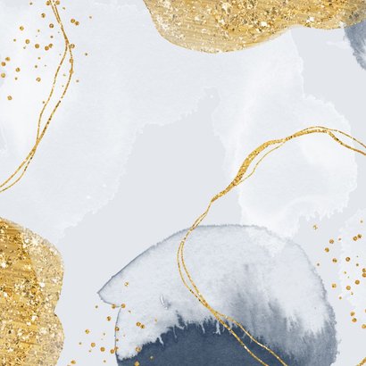 Uitnodigingskaart gouden details waterverf foto pensioen Achterkant