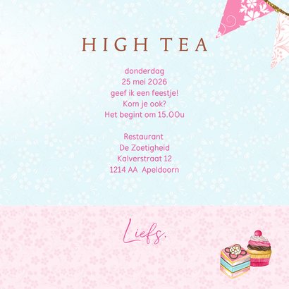 Uitnodigingskaart High Tea stolp taartjes 3