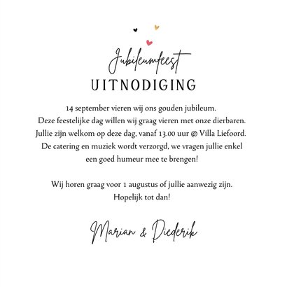 Uitnodigingskaart jubileum 50 jaar vintage oldtimer hartjes 3