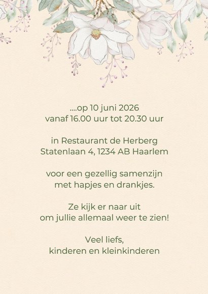 Uitnodigingskaart Magnolia's 95 jaar 3