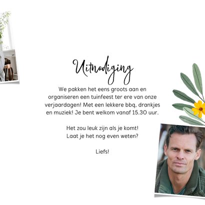 Uitnodigingskaart met krijtbord, bloemen en confetti 3