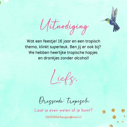 Uitnodigingskaart tropical party 3