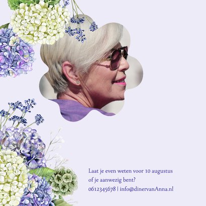 Uitnodigingskaart verjaardag met hortensiabloemen 2