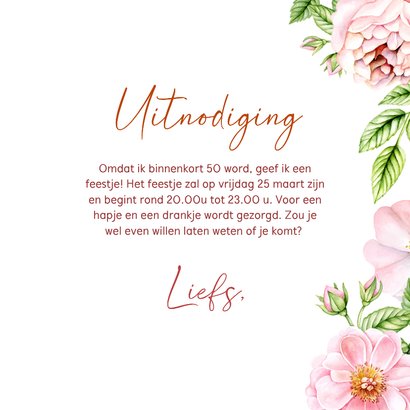 Uitnodigingskaart verjaardag met rozen 3