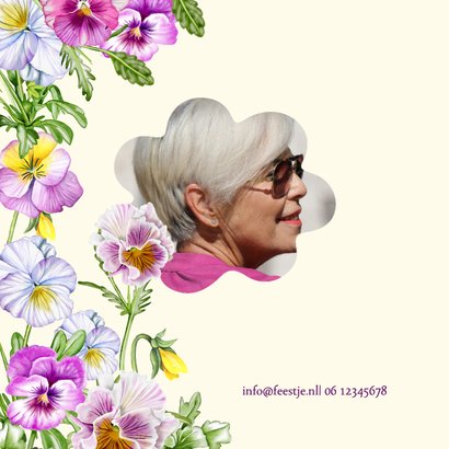 Uitnodigingskaart verjaardag viooltjes 2