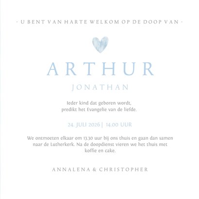 Uitnodigingskaart voor doopviering met duif 3