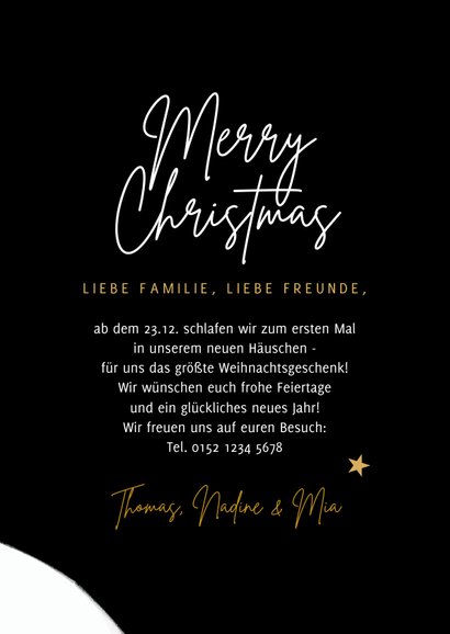 Umzugs-Weihnachtskarte Haus im Schnee 3