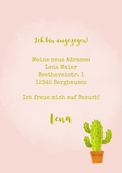 Umzugskarte Kleiner grüner Kaktus 3