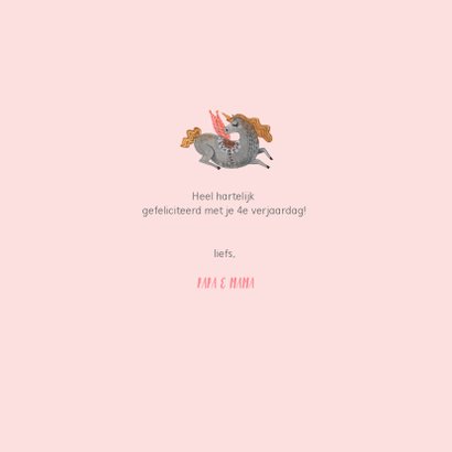 Unicorn verjaardagskaart roze 3