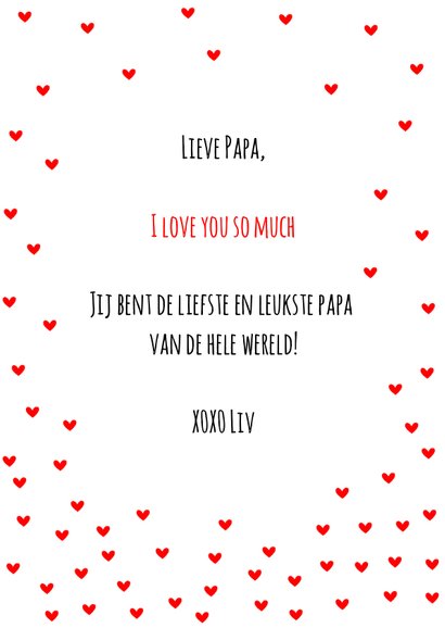 Vaderdag kaart hartjes rood I love you 3