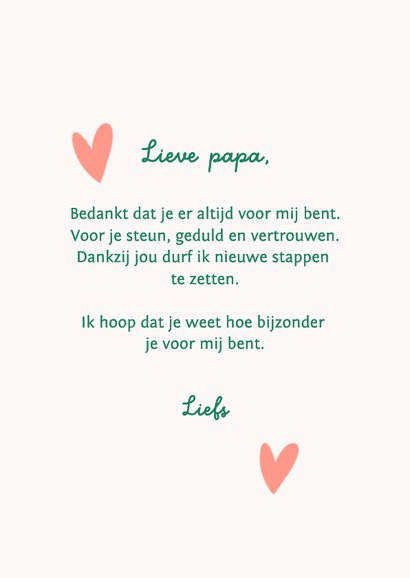 Vaderdag kaart, Liefste papa met jou zet ik grote stappen 3