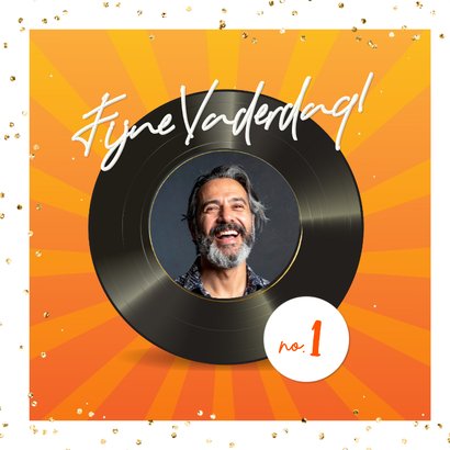 Vaderdag kaart met muziekthema eigen foto op vinyl record 2