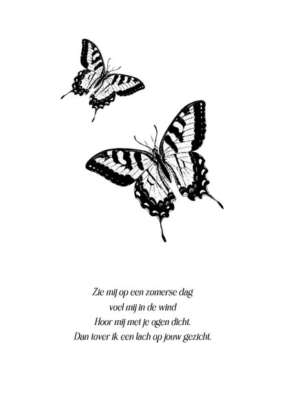 Vaderdag sterkte kaart zwart-wit met illustratie vlinder 2