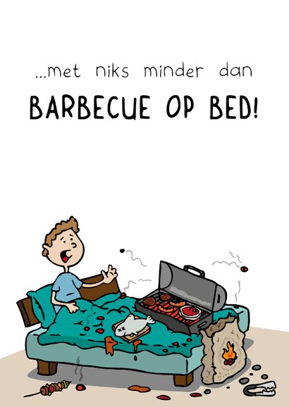 Vaderdagkaart barbecue op bed 2