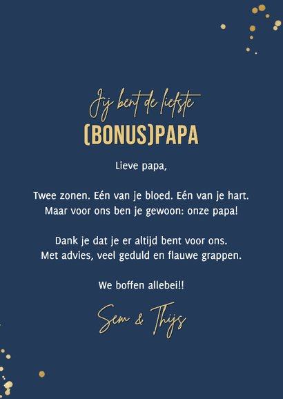 Vaderdagkaart bonuspapa foto liefste papa goud 3