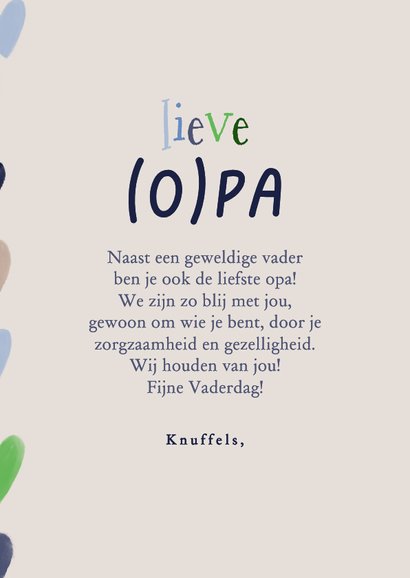 Vaderdagkaart geweldige vader en opa kleurrijke hartjes 3