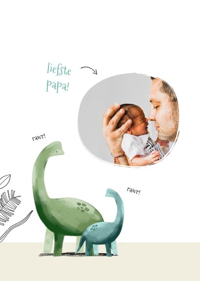Vaderdagkaart leukste papasaurus dino's met foto zoon 2