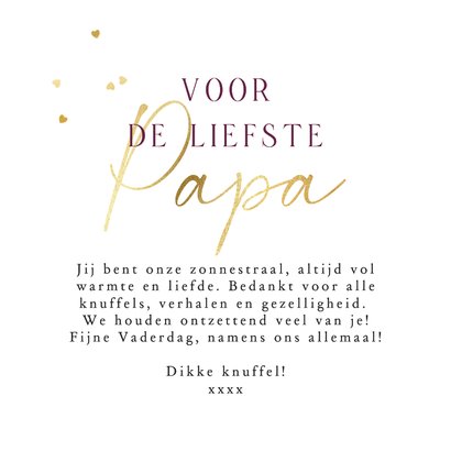 Vaderdagkaart liefste papa 2 fotokader harten gouden rand 3