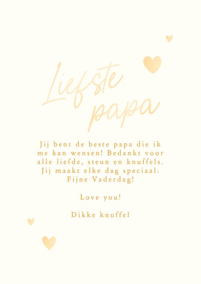 Vaderdagkaart liefste papa grote foto met gouden harten 3