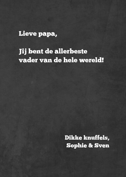 Vaderdagkaart met eigenschappen van VADER op krijtbord 3